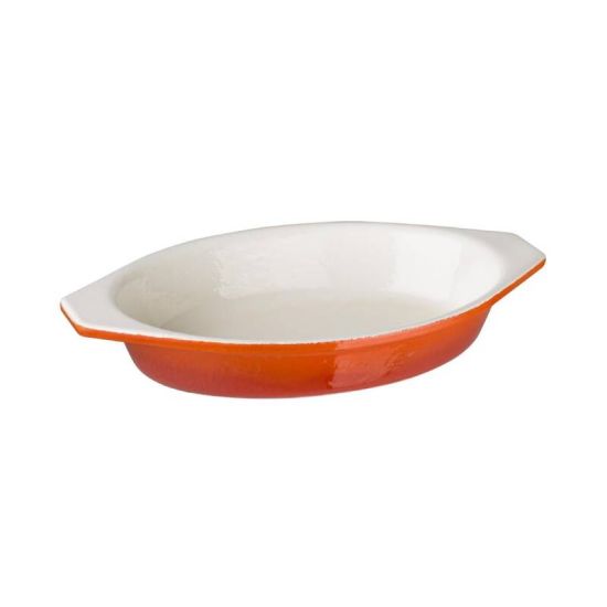 Vogue Orange Oval Cast Iron Gratin 650ml URO GH318 Vogue Orange Oval Cast Iron Gratin 650ml URO GH318