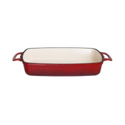 Vogue Red Rectangular Cast Iron Dish 1.8Ltr