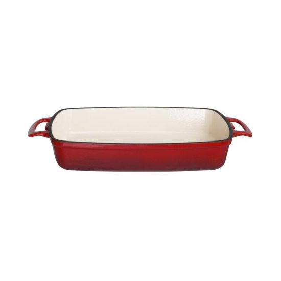 Vogue Red Rectangular Cast Iron Dish 1.8Ltr URO GH319