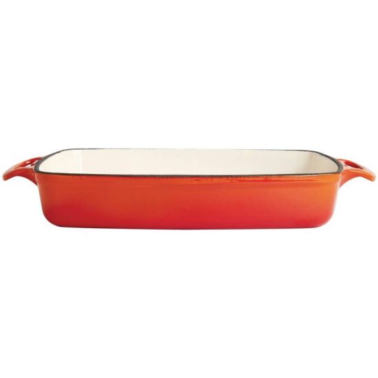 Vogue Orange Rectangular Cast Iron Dish 2.8Ltr URO GH322