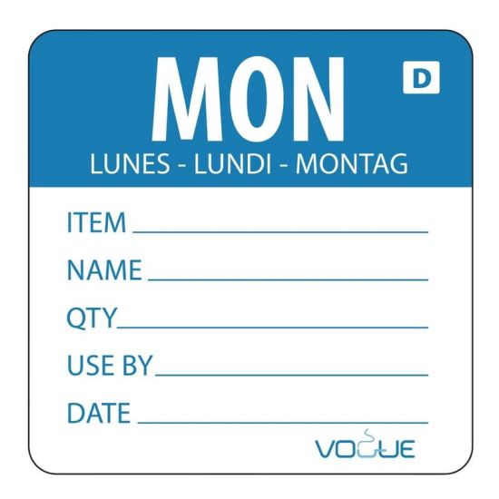 2 Inch Vogue Dissolvable Blue Monday Labels URO GH351