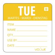 Vogue Dissolvable Day of the Week Labels Tuesday (Pack of 250)