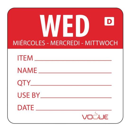 2 Inch Vogue Dissolvable Red Wednesday Labels URO GH353