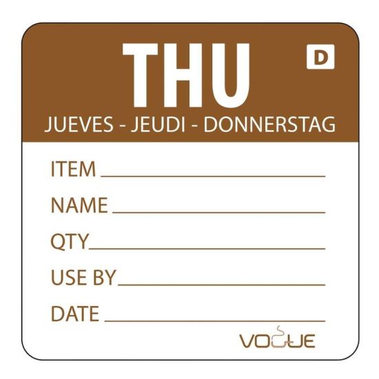 2 Inch Vogue Dissolvable Brown Thursday Labels URO GH354 2 Inch Vogue Dissolvable Brown Thursday Labels URO GH354