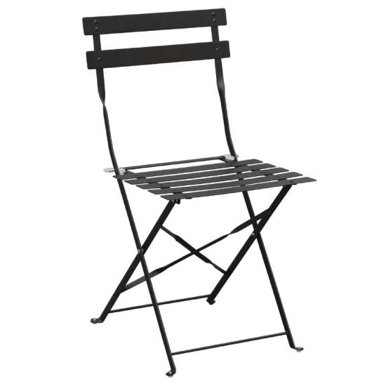 Bolero Pavement Style Steel Chairs Black (Pack Of 2) URO GH553 Bolero Pavement Style Steel Chairs Black (Pack Of 2) URO GH553
