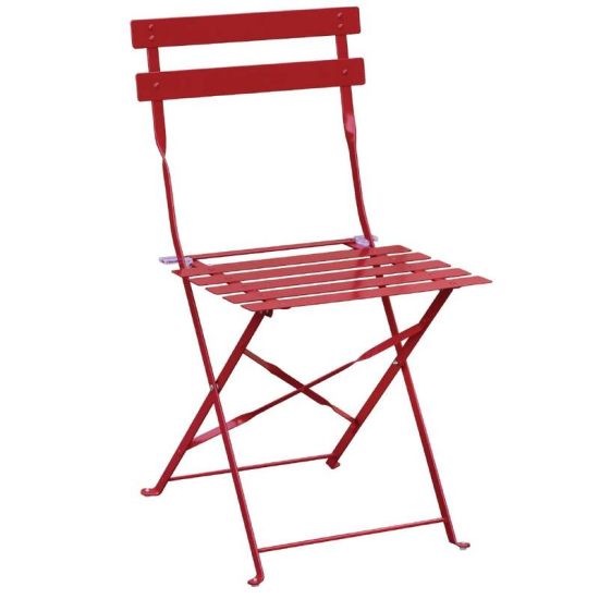 Bolero Pavement Style Steel Chairs Red (Pack Of 2) URO GH555 Bolero Pavement Style Steel Chairs Red (Pack Of 2) URO GH555