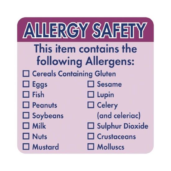 Vogue Allergen Food Labels URO GJ058 Vogue Allergen Food Labels URO GJ058
