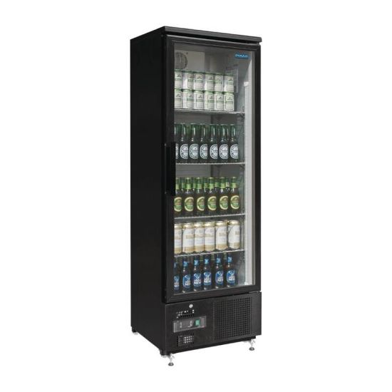 Polar Upright Back Bar Cooler With Hinged Door In Black 307Ltr URO GJ447 Polar Upright Back Bar Cooler With Hinged Door In Black 307Ltr URO GJ447