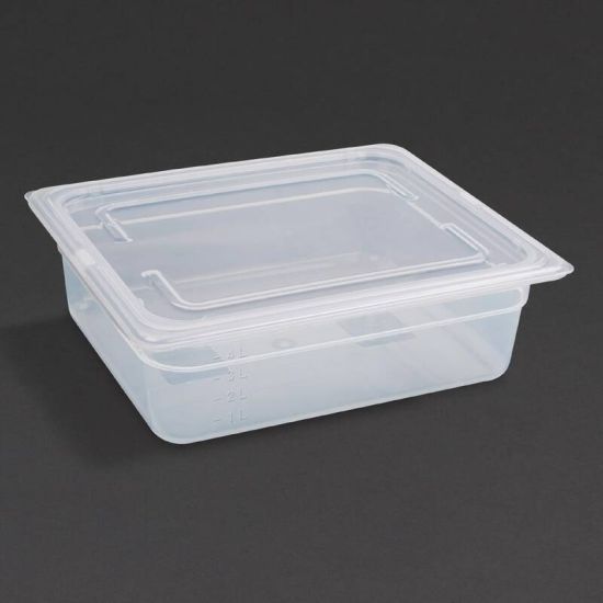 Vogue Polypropylene 1/2 Gastronorm Container With Lid 100mm URO GJ515 Vogue Polypropylene 1/2 Gastronorm Container With Lid 100mm URO GJ515