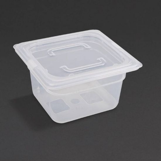 Vogue Polypropylene 1/6 Gastronorm Container With Lid 100mm URO GJ526