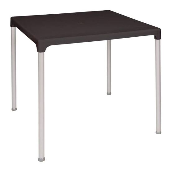 Bolero Black Square Table With Aluminium Legs 750mm URO GJ970 Bolero Black Square Table With Aluminium Legs 750mm URO GJ970