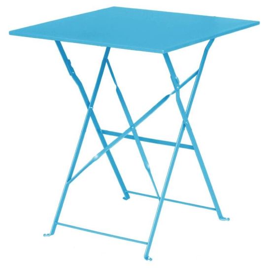 Bolero Seaside Blue Pavement Style Steel Table Square 600mm URO GK985 Bolero Seaside Blue Pavement Style Steel Table Square 600mm URO GK985