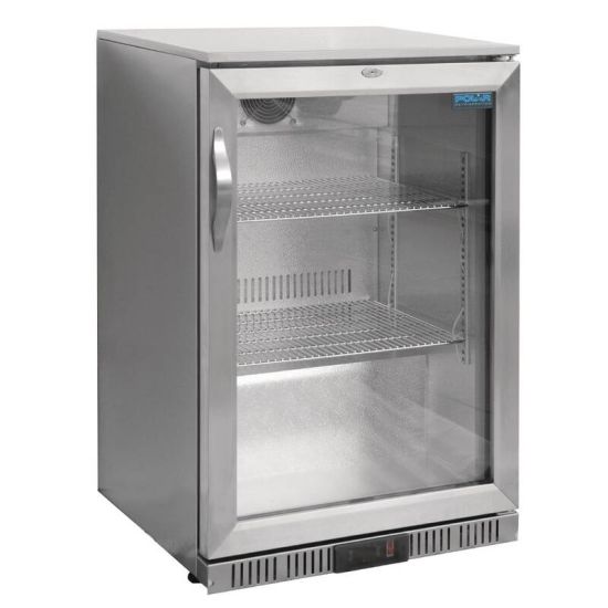 Polar Back Bar Cooler With Hinged Door In Silver 138Ltr URO GL007 Polar Back Bar Cooler With Hinged Door In Silver 138Ltr URO GL007