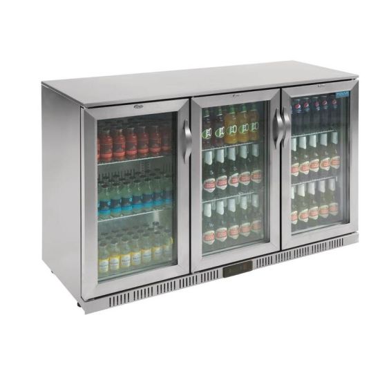 Polar Back Bar Cooler With Hinged Doors In Silver 330Ltr URO GL009 Polar Back Bar Cooler With Hinged Doors In Silver 330Ltr URO GL009