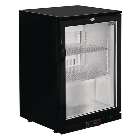 Polar Back Bar Cooler With Hinged Door In Black 138Ltr URO GL011 Polar Back Bar Cooler With Hinged Door In Black 138Ltr URO GL011