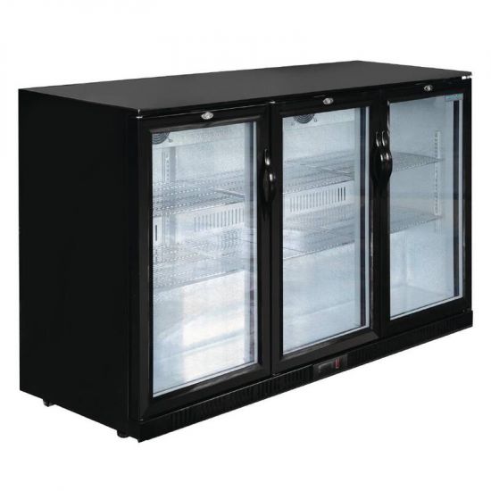 Polar Back Bar Cooler With Hinged Doors In Black 320Ltr URO GL014