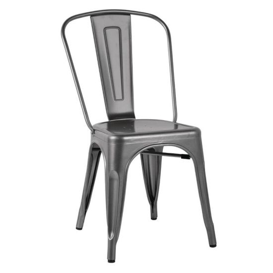 Bolero Bistro Side Chairs Steel Metal Grey (Pack Of 4) URO GL329 Bolero Bistro Side Chairs Steel Metal Grey (Pack Of 4) URO GL329