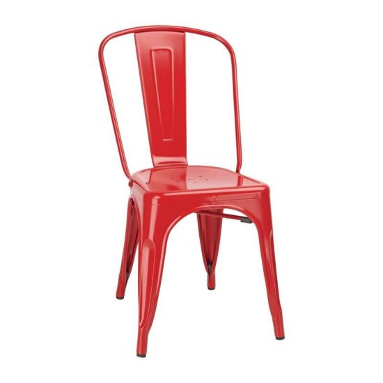 Bolero Bistro Side Chairs Steel Red (Pack Of 4) URO GL330 Bolero Bistro Side Chairs Steel Red (Pack Of 4) URO GL330