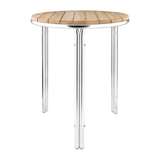 Bolero Round Ash And Aluminium Table 600mm URO GL981