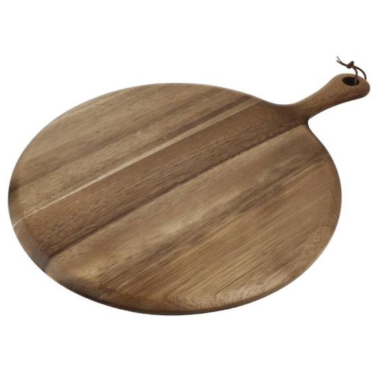 Olympia Acacia Handled Wooden Board Round 330mm URO GM308 Olympia Acacia Handled Wooden Board Round 330mm URO GM308