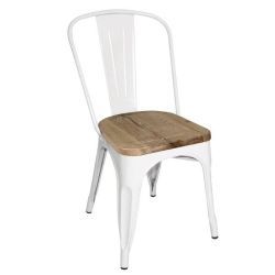 Bolero Bistro Side Chairs With Wooden Seat Pad White (Pack Of 4) Bolero Bistro Side Chairs With Wooden Seat Pad White (Pack Of 4)