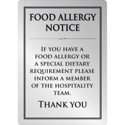 Brushed Steel Food Allergy Sign A4