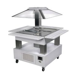 Roller Grill Heated Salad Bar Square White Wood Roller Grill Heated Salad Bar Square White Wood