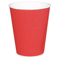 Fiesta Ripple Wall Takeaway Coffee Cups Red 225ml / 8oz (Pack Of 500)