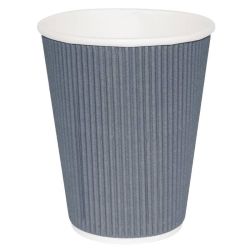 Fiesta Disposable Coffee Cups Ripple Wall Charcoal 225ml / 8oz (Pack Of 25)