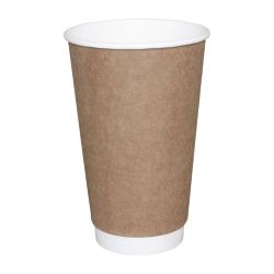 Fiesta Disposable Coffee Cups Double Wall Kraft 340ml / 12oz (Pack Of 25)