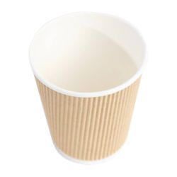 Fiesta Disposable Coffee Cups Ripple Wall Kraft 225ml / 8oz (Pack Of 25)