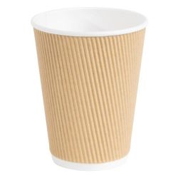 Fiesta Disposable Coffee Cups Ripple Wall Kraft 340ml / 12oz (Pack Of 500)