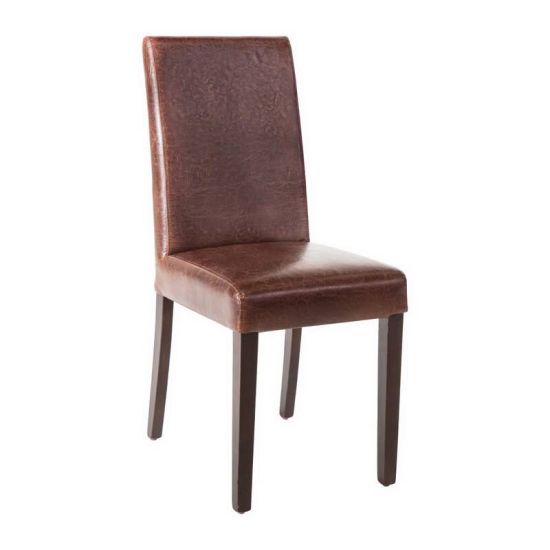 Bolero Faux Leather Dining Chair Antique Brown (Pack Of 2) URO GR369