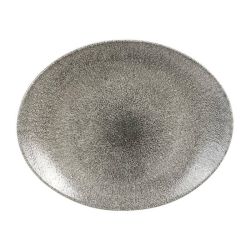 Churchill Studio Prints Raku Oval Coupe Plates Quartz Black 317mm (Pack Of 12)