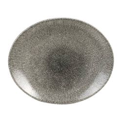 Churchill Studio Prints Raku Oval Coupe Plates Quartz Black 270mm (Pack Of 12)