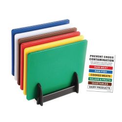 Hygiplas Low Density Chopping Board Set With Rack