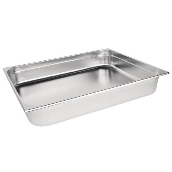 Vogue Stainless Steel 2/1 Double Size Gastronorm Pan 100mm URO K804 Vogue Stainless Steel 2/1 Double Size Gastronorm Pan 100mm URO K804