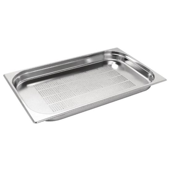 Vogue Stainless Steel Perforated 1/1 Gastronorm Pan 40mm URO K839