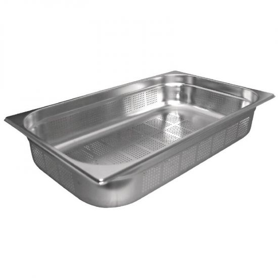 Vogue Stainless Steel Perforated 1/1 Gastronorm Pan 150mm URO K842