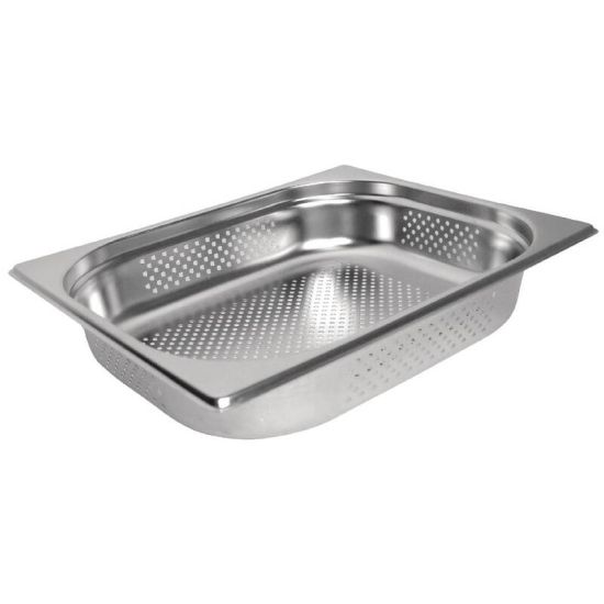 Vogue Stainless Steel Perforated 1/2 Gastronorm Pan 65mm URO K844