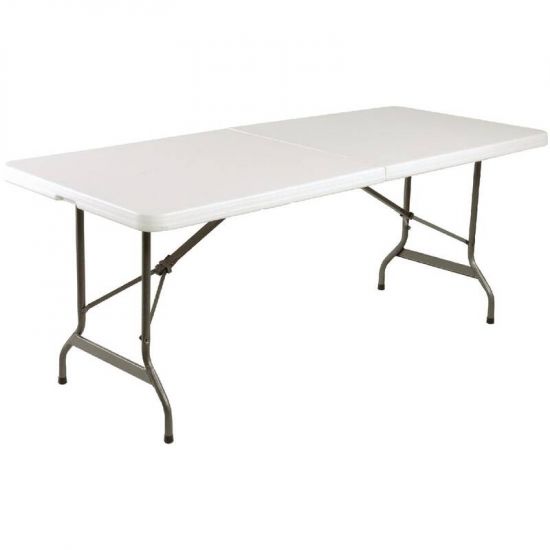 Bolero Centre Folding Utility Table White 6ft URO L001