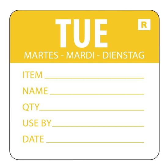 2 Inch Removable Tuesday Day Of The Week Label URO L067 2 Inch Removable Tuesday Day Of The Week Label URO L067