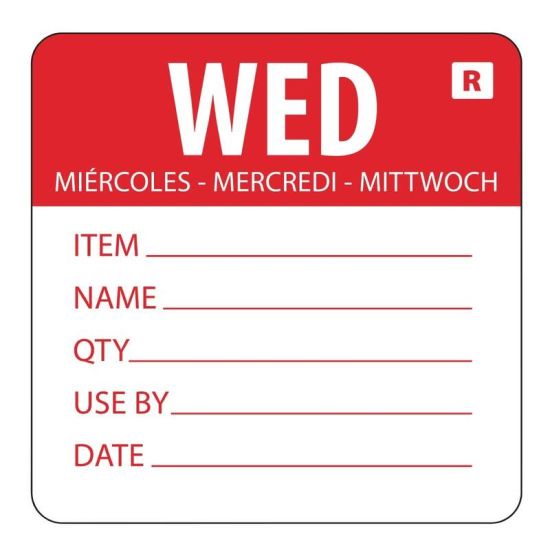 2 Inch Removable Wednesday Day Of The Week Label URO L068 2 Inch Removable Wednesday Day Of The Week Label URO L068