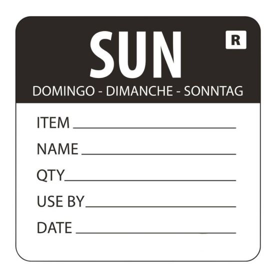 2 Inches Removable Sunday Day Of The Week Label URO L072 2 Inches Removable Sunday Day Of The Week Label URO L072