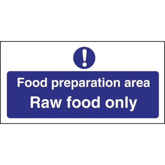 Vogue Food Preparation Area Raw Food Only Sign URO L846