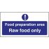 Vogue Food Preparation Area Raw Food Only Sign