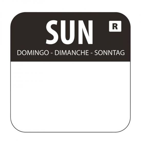 1 Inch Colour Coded Black Sunday Food Labels URO L930