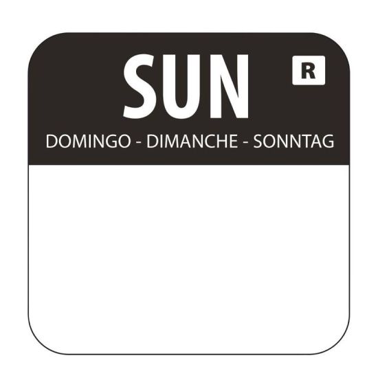 1 Inch Colour Coded Black Sunday Food Labels URO L930 1 Inch Colour Coded Black Sunday Food Labels URO L930