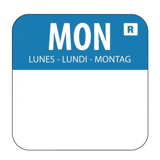 1 Inch Colour Coded Blue Monday Food Labels URO L931