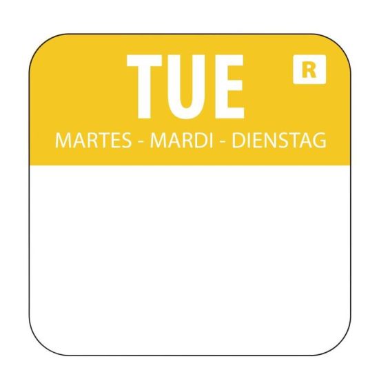 1 Inch Colour Coded Yellow Tuesday Food Labels URO L932 1 Inch Colour Coded Yellow Tuesday Food Labels URO L932